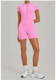 Women's Seamless Yoga Jumpsuits Fitness Sports Hip-lifting Backless Short-sleeved Training Gym Workout Shorts One-piece