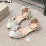 Girls Bowknot Crystal Party Wedding Princess Shoes Sandals for Women Dress Shoes Size 32-40
