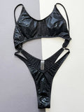 Snake Skin Tummy Cut Out Mini Mirco Thong One Piece Swimsuit Women Swimwear Female Monokini Backless Bathing Suit Swim Beachwear