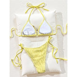 2026 Wrinkled Crinkled Halter Bikini Women Swimwear Female Swimsuit Strappy Bather Bathing Suit Swim Two-pieces Bikini set K8057