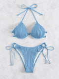 2026 Halter String Bikini Solid Push Up Swimsuit Women Sexy Swimwear Female Bathers Bathing Swimming Swim Suit Beachwear