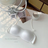 Sexy Japanese Satin Halter Bra Strapless Seamless Two-Way Wear Adjustable Comfort Back Fit Wirefree Lingerie Set S-XL MOYISU Bra