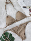 Sexy Rhinestone Bikini 2026 Women Solid Purple Metal Chain Swimsuit Brazilian Summer Beach Bathing Suit Luxury Thong Swimwear