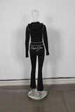 2026 New Women Ins Fashion Solid Color Sexy Straight Shoulder Contrast Stitch Long Sleeve 2 Piece Outfit
