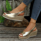 Lightweight Peep Toe Wedges Sandals Women 2026 Summer Back Strap Platdorm Sandles Woman Plus Size 43 Comfy Thick Sole Sandalias