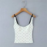 Sexy Polka Dot Camisole For Women Niche Lace Collar Slim-fit Outerwear Suitable For Seaside Vacations Elegant Charming 9B81