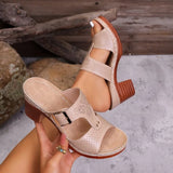 Women  Summer Fashion High Heel Platform Peep Toe Slip on Sandals Women Shoes