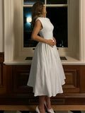 FDYOUI Elegant Sleeveless Backless A-line Party Dress for Woman 2026 Summer Tunics High Waist Solid Wedding Evening Prom Dresses