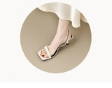 2026 New Women's Summer New Fashion Square Toe Simple Solid Color Sandals Outdoor Open Toe Casual Banquet Party Women's Sandals