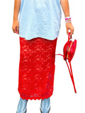 Women's Summer Lace Long Skirts Elegant Low Waist Solid Color See-Through Midi Skirts Slim Fit Skirts