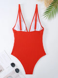 2026 V Neck Swimsuit One Piece Solid Vintage Swimwear Women One-piece Bathing Suit Female Padded Beach Wear Swimming Beachwear