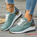 Plus Size 44 Platform Casual Sneakers for Women Lace Up Anti Slip Thick Sole Sport Shoes Woman 2026 Spring Zipper Walking Shoes