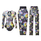 S - XXL 3PCS New Printed Long Sleeve With Pants Sarong Women Swimwear One Piece Swimsuit Female Bather Bathing Suit Swim K7180