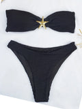Contrast Binding Bandeau Bikinis 2026 Women Sexy Swimsuit Solid Padded Swimwear Female Bathing Suit Swimming Summer Beachwear