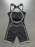 Summer New Gym Romper Padded Outdoor Sports Jumpsuit Hollow Open Back Yoga Suit Dance Sports Bodysuit Hip Lift Workout Yoga Sets
