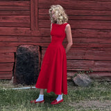 Chic Elegant O-neck Sleeveless Backless A-line Long Dresses Red Black 2026 Summer High Waist Tunics Zip-up Party Evening Dress