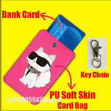 Cartoon Cat Funny Fashion For ID Clips Credit Bank Subway Card Holder Case Storage Bag Adornment Keychain