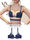 U-Back Push-Up Bra - Backless Deep U Bralette, Non-Slip Thickened Straps Smooth Invisible Design, Large Bust Support for Dresses