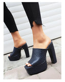 NASBAVI Summer New Styles Fashion High-heeled Waterproof Women's Slippers Outside Open Toe Party Women's Shoes High 13.5cm