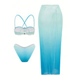 S - XL 3PCS With Skirt Underwired Bikini Women Swimwear Female Swimsuit Three-pieces Bikini set Bather Bathing Suit Swim V7704
