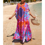 2026 New Colorful Kaftan Tunic Beach Dress Beach Wear Beachwear Beach Cover Up Cover-upsLoose Maxi Dress Female Women V4428