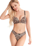2-piece set of leopard print bra without steel rim lace set sexy Lingerie women's underwear comfortable to wear push up bra