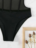 One Piece Bikini Women 2026 Grenadine Solid black Cross Bandage Hollow Out Swimwear Beach Backless Bathing Suit Monokini