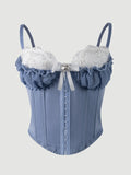 Sexy Top Mesh Lace Patchwork Cotton Hot Girl Fishbone Strap High-end Wear Top For Women Bowknot Pure Desire Vest Charming PWGG