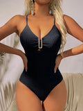 2026 Sexy U-Wire Swimsuit One Piece Black Swimwear Women Ring Link Solid Bathers Bathing Swimming Swim Suit Female Beachwear
