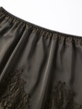 Summer Women's Satin Short Skirts Elastic Waist Lace Patchwork Skirts Half Slip Skirts Fashion