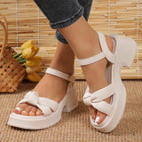 Fashion Mixed Color Platform Sandals Women Ankle Buckle Thick Sole Rome Sandals Woman Summer Open Toe Cross Band Sandalias Mujer