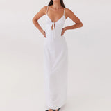 2026 Summer Women Tie-up Back Long Dress Spaghetti Strap V Neck Flowy Loose Dress Casual Party Bohemian Streetwear