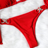 New Halter Bling Diamond Brazilian Bikini Female Swimsuit Women Swimwear Two-Pieces Bikini Set Bather Bathing Suit Swim V2340