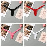 4PCS Thong Sexy Low Waist Mini Panties Deep V Thong Women's Breathable One Line Bikini Bottom Thong Female Panty Women Underwear