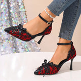 Spring Women's Sandals Pointed Toe Thin Heels 8cm Ankle Buckle Strap French Lace Up Ladies Pumps Dress Shoes Sandals New 2026