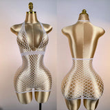 1PC Women Sexy Fishnet Beach Cover Up Hollow Out Bodycon Bodysuit See Through Summer Swimwear