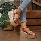 9Cm Chunky Wedges Sandals Women Summer Thick Sole Platform Gladiator Sandals Woman Plus Size 43 Slip On Non Slip Rome Sandalias