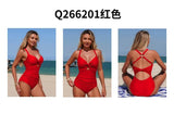 Summer Twist Front Cutout Push Up Swimsuit Crisscross Back Ruched Tummy Control One Piece Beach Elegant Slimming Bathing Suit