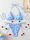 Triangle Halter Thong Bikinis 2026 Women Sexy Printed Swimsuit Floral String Swimwear Female Bathers Bathing Swimming Swim Suit