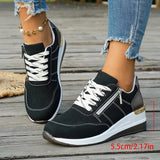 Plus Size 44 Platform Casual Sneakers for Women Lace Up Anti Slip Thick Sole Sport Shoes Woman 2026 Spring Zipper Walking Shoes