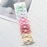 10Pcs/card Grosgrain Ribbon Bows Hair Clips For Girls Small Trailing Bowknots Hairpins Headwear Kids Hair Accessories