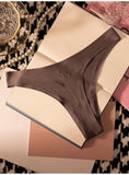 Ice Silk Leopard Women Panties Sexy G String Thong Seamless Underwear T Back Candy Color Girls Briefs Underpants Plus Size M-XXL