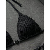 Halter Fishnet Bikini Women Swimwear Female Swimsuit Two-Pieces Bikini Set High Cut Leg Padded Bather Bathing Suit Swim V8339