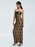 2 Piece Sets Women Lace Tie-up Tube Tops + Long Skirts Outfits Summer Streetwear Sexy Fairycore Y2K Aesthetic Clothes