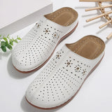 Lightweight Wedge Heel Mules Slippers Women Summer Hollow Out Slides Shoes Woman Plus Size Thick Sole Outdoor Sandals Female