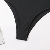 2026 Black Swimsuit One Piece Push Up Swimwear Women Solid Bathing Suit Female Padded Swimming Summer Beachwear Bodysuit