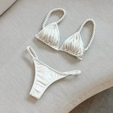 New Bandage Stripes Brazilian Bikini Swimwear Women's Swimsuit Two Piece Set Female Sexy Lace up Mujer Beachwear Summer