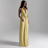 Temperament Halter Neck Party Dresses Women Sexy Deep V-neck Backless Package Hip Slit Dress Hot Girls Club Banquet Vestidos
