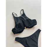 High Neck Underwired Bikini Female Swimsuit Women Swimwear Two-Pieces Bikini Set Brazilian Padded Bather Bathing Suit Swim V7514