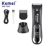 Kemei Groin Hair Trimmer Men Electric Clippers Waterproof  Trimmer for Pubic Body Hair Grooming Kit Ceramic Blade Razor KM-1845